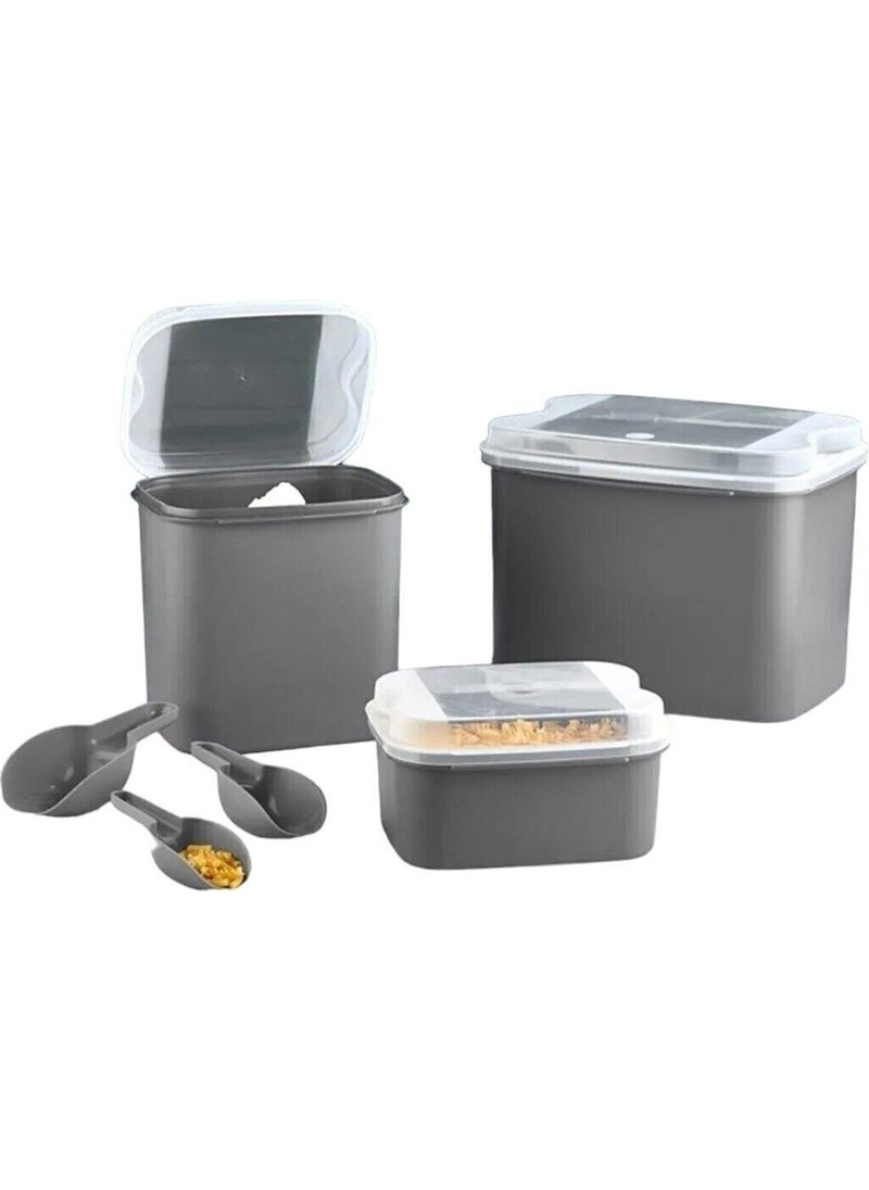 5 Tale Flour and Pulses Container 10 Lt + 4.5 Lt + 1.6 Lt Gray Storage Container with Shovel Gift Gray 10000 ml Pl