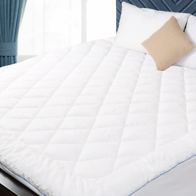 HOMTEC Queen Mattress Pad Cotton Mattress Pad Cover Quilted Mattress Cover 1822 Deep Pocket Mattress Protector Queen Size Thin Down Alternative Filling Noiseless  Breathable