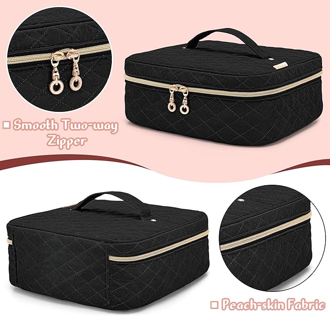 YARWO حافظة تنظيم طلاء الأظافر من ياروو - تخزين طلاء الأظافر لـ 36 زجاجة 15 مل / 0.5 أونصة سائلة - حقيبة تخزين طلاء الأظافر - حقيبة حمل طلاء الأظافر لملحقات فن الأظافر باللون الأسود - Image 4