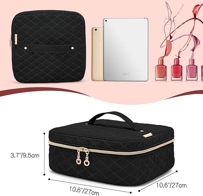 YARWO حافظة تنظيم طلاء الأظافر من ياروو - تخزين طلاء الأظافر لـ 36 زجاجة 15 مل / 0.5 أونصة سائلة - حقيبة تخزين طلاء الأظافر - حقيبة حمل طلاء الأظافر لملحقات فن الأظافر باللون الأسود - Image 5