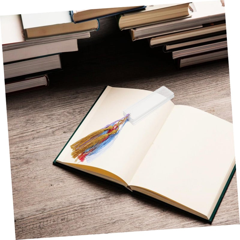 إشارات كتب الأكريليك مع شرابات للحرف اليدوية سهلة الحمل حواف ناعمة مجموعة من 5 قطع - Image 5