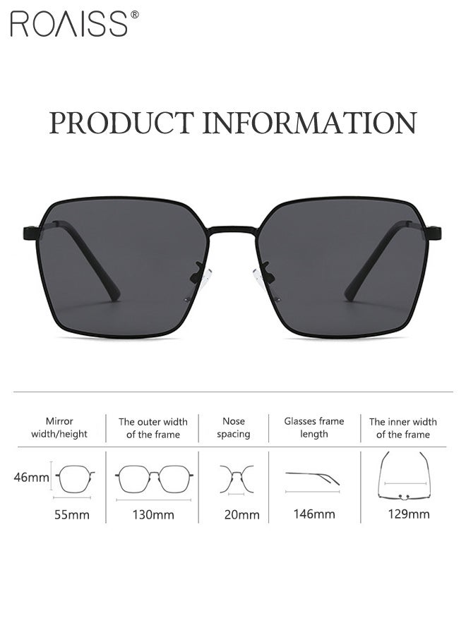 رويس نظارات شمسية كلاسيكية من سبائك معدنية للرجال، نظارة شمسية سداسية الشكل، حماية من الأشعة فوق البنفسجية 400، نظارات شمسية عصرية مضادة للتوهج للرجال أثناء القيادة والصيد والسفر، لون أسود 55 مم - Image 4