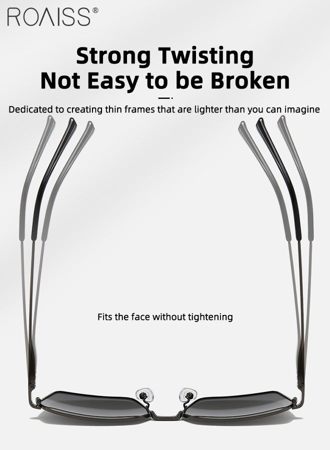 رويس نظارات شمسية كلاسيكية من سبائك معدنية للرجال، نظارة شمسية سداسية الشكل، حماية من الأشعة فوق البنفسجية 400، نظارات شمسية عصرية مضادة للتوهج للرجال أثناء القيادة والصيد والسفر، لون أسود 55 مم - Image 2