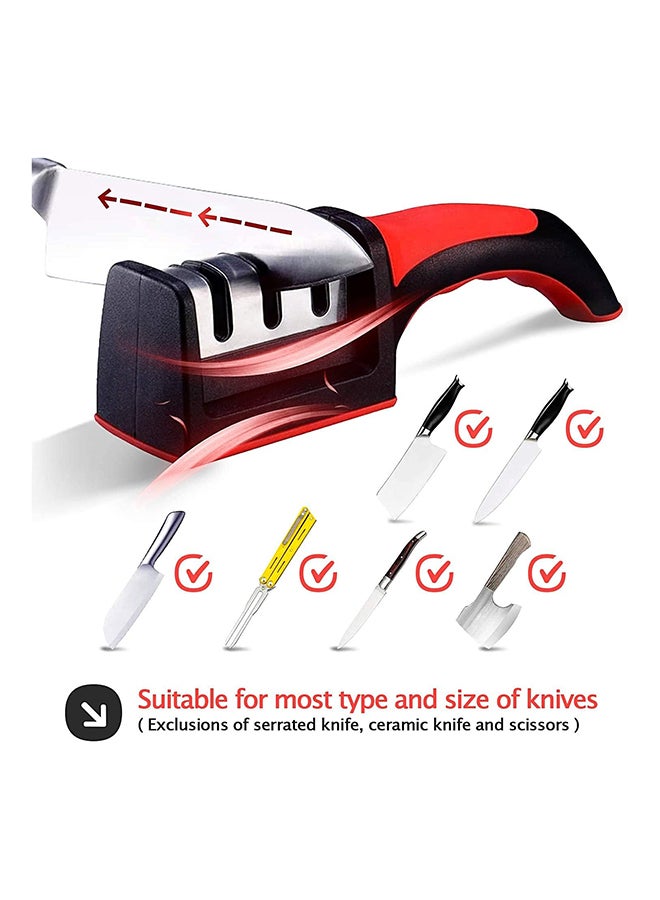 Omira Kitchen Knife Sharpener Scissor Sharpening 4 In 1 Tool, Stainless Steel, Nonslip Base And Ergonomic Design With Cut Resistant Glove And Cleaning Brush Perfect For Household And Chef’S Choice - Image 4