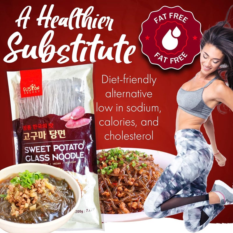 Fusion Select Sweet Potato Glass Noodles - 4 Packs of Gluten-Free, Vegan, Low-Calorie Noodles for Stir-Fry and Hot Pot - Image 3