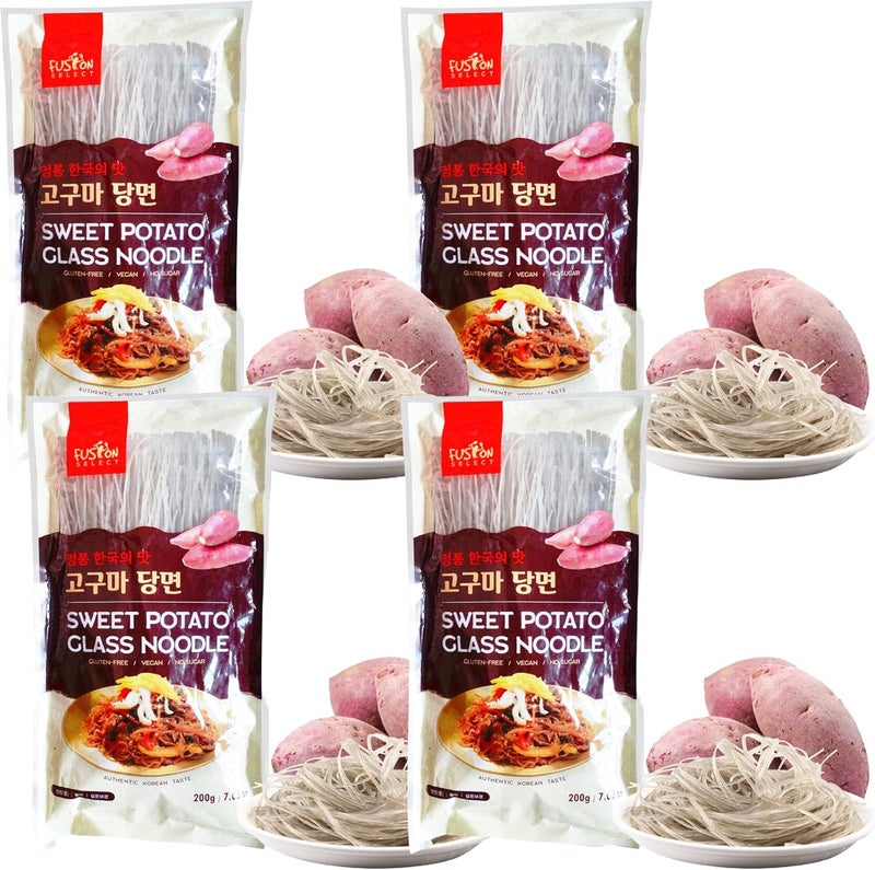 Fusion Select Sweet Potato Glass Noodles - 4 Packs of Gluten-Free, Vegan, Low-Calorie Noodles for Stir-Fry and Hot Pot - Image 1