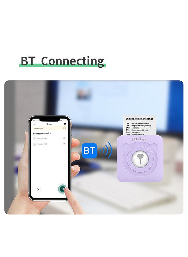 PeriPage - Mini Pocket All-in-One Thermal Printer Wireless BT Picture Photo Label Memo Receipt Paper Printer AR Photo Function with USB Cable Support for Android iOS Smartphone Windows - Image 1