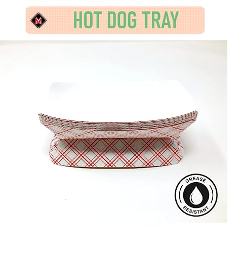 Mr. Miracle Mr Miracle 7 Inch Paper Hot Dog Tray in Red White Pattern. Pack of 100. Disposable, Recyclable and Fully Biodegradable. Made in USA - Image 5