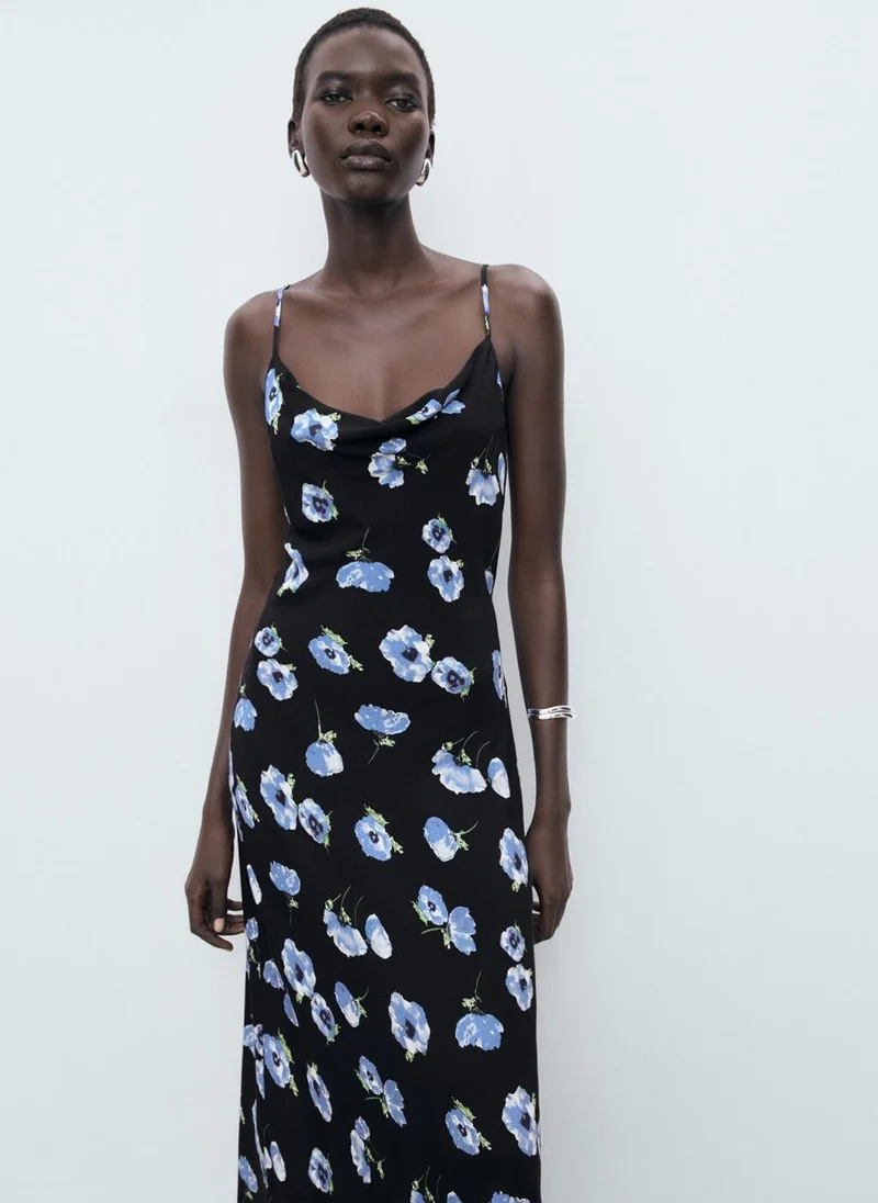 مانجو Midi-dress with draped neckline