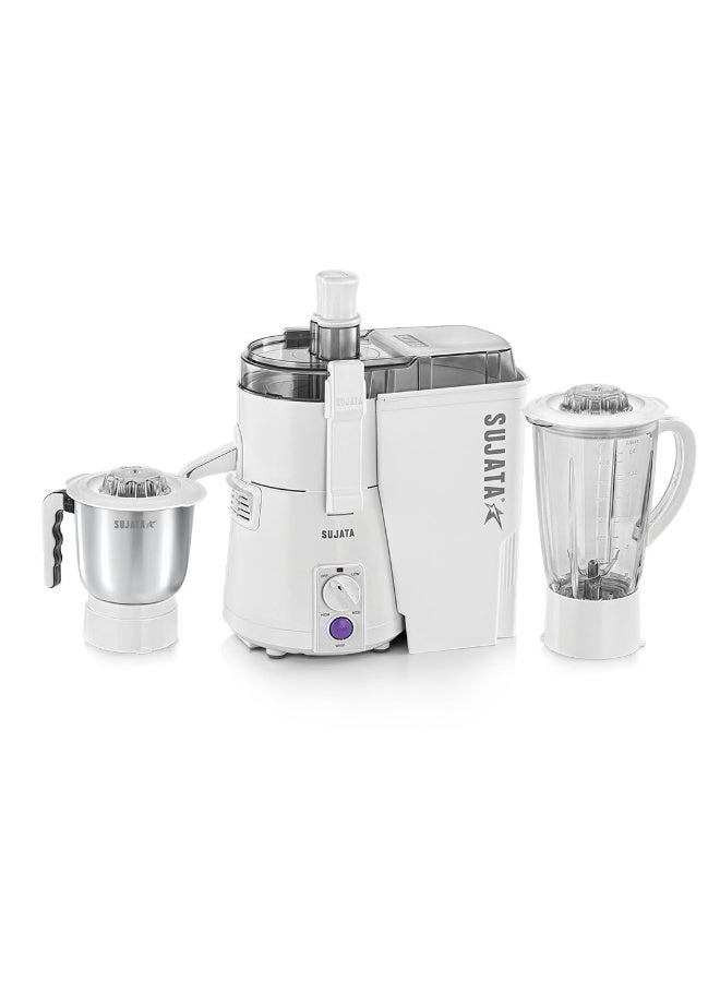 سوجاتا Sujata Powermatic Plus Juicer Mixer Grinder|900 Watts Double Ball Bearing Motor|22000 RPM|Non-Stop 90 Mins Running|2 Jars including 1750ml Blender, 1000ml Grinder Jar| (White) - Image 1