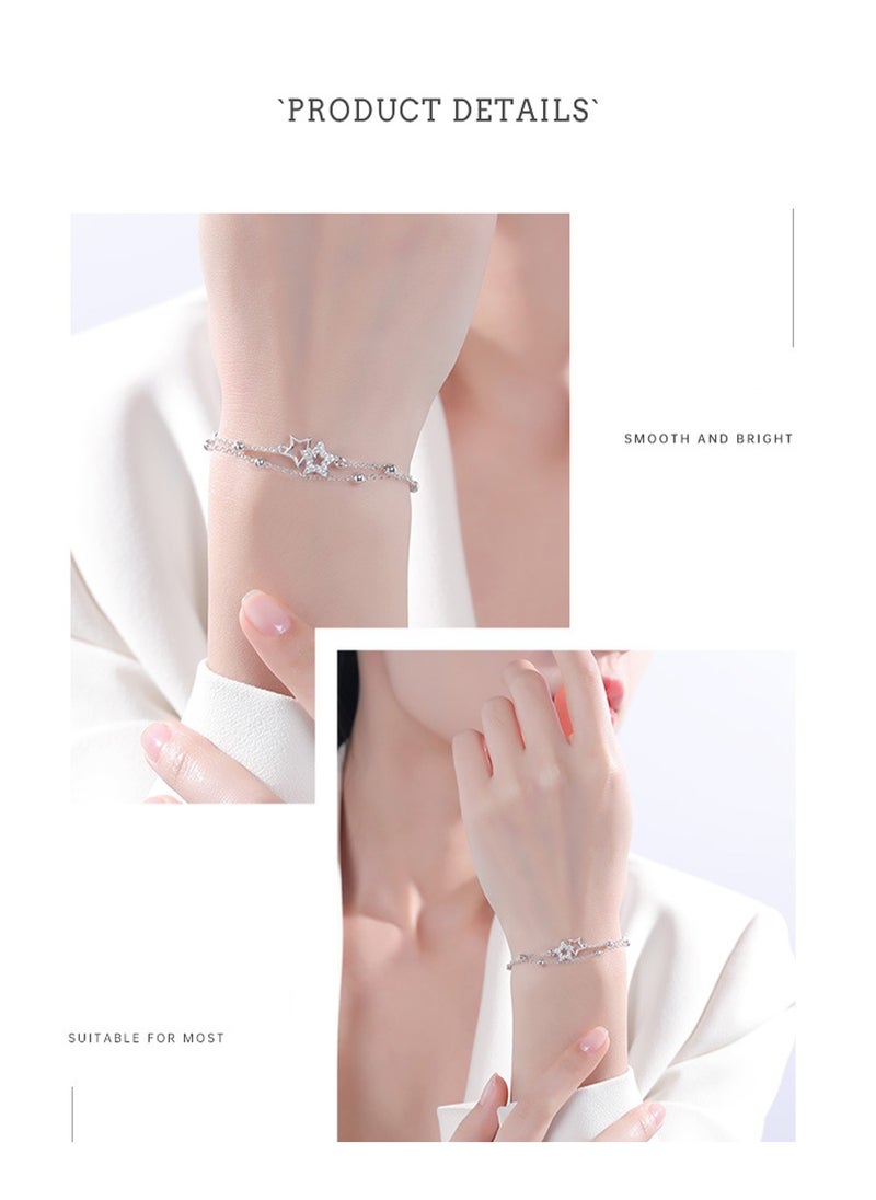 KevKev Zircon inlaid titanium steel star bracelet - Fashion Star，Valentine's Day birthday gift  - Image 3
