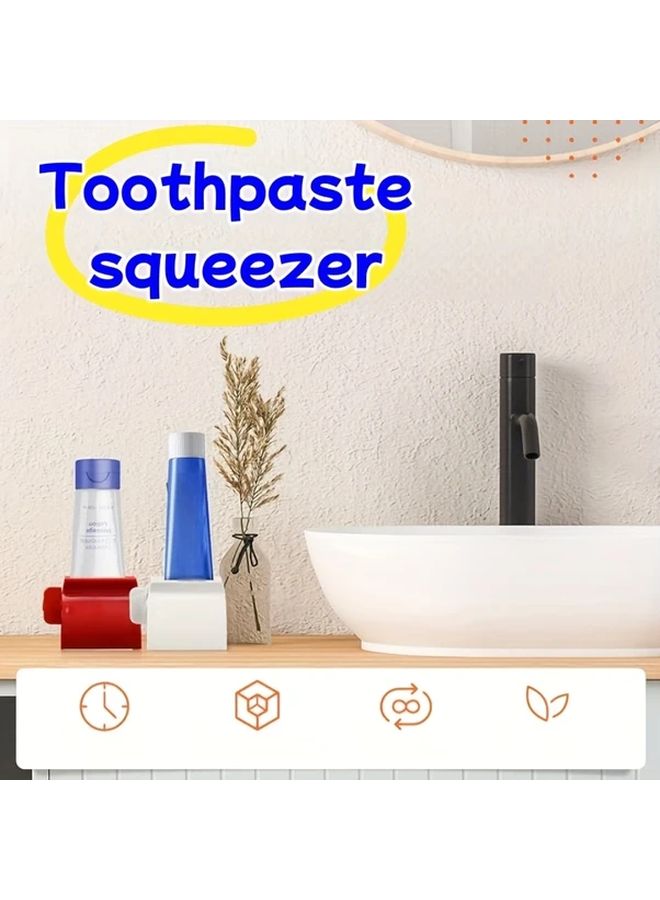 Red Toothpaste Squeezer Hygienic Rolling Toothpaste Dispenser - Image 1