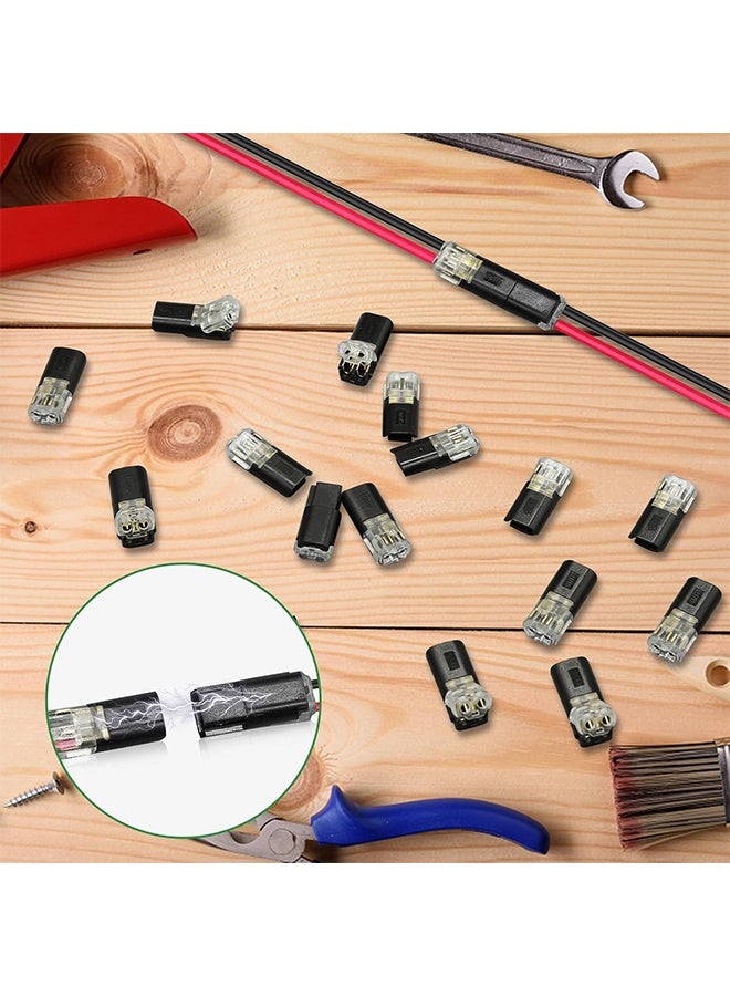 HY 20 Pcs Double-Wire Plug-in Connector Led Light Strip Connectors 2 Pin, Led Strip Lights Connectors Low Voltage Wire Connector with Locking Buckle, Fast Connect Plugs Led Connectors for Strip Lights - Image 2