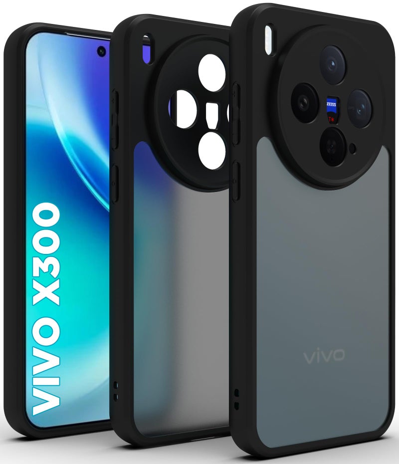 RIGGEAR Shockproof Sleek Hybrid Armor Back Cover Case for Vivo X300 5G (Smoke Black Matte PC + Black TPU Bumper) - Image 1