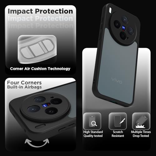 RIGGEAR Shockproof Sleek Hybrid Armor Back Cover Case for Vivo X300 5G (Smoke Black Matte PC + Black TPU Bumper) - Image 3