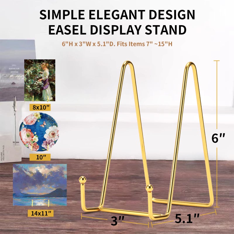 Kruodop 6 Inch Plate Stands For Display  3 Pack Plate Holder Display Stand  Gold Metal Frame Easel Holder Stand For Pictures Book  Photo  Decorative Plate - Image 4
