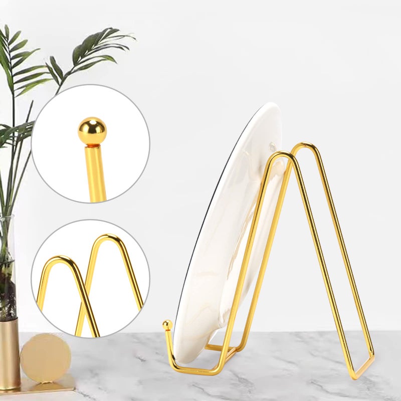 Kruodop 6 Inch Plate Stands For Display  3 Pack Plate Holder Display Stand  Gold Metal Frame Easel Holder Stand For Pictures Book  Photo  Decorative Plate - Image 3