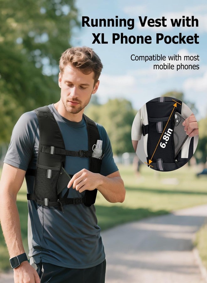 NOOLA Running Vest with 500ml Soft Flask, Lightweight Running Hydration Vest for Men Women，Adjustable Reflective Water Backpack with Phone Holder for Hiking Cycling Marathon Trail Race, Black - Image 4