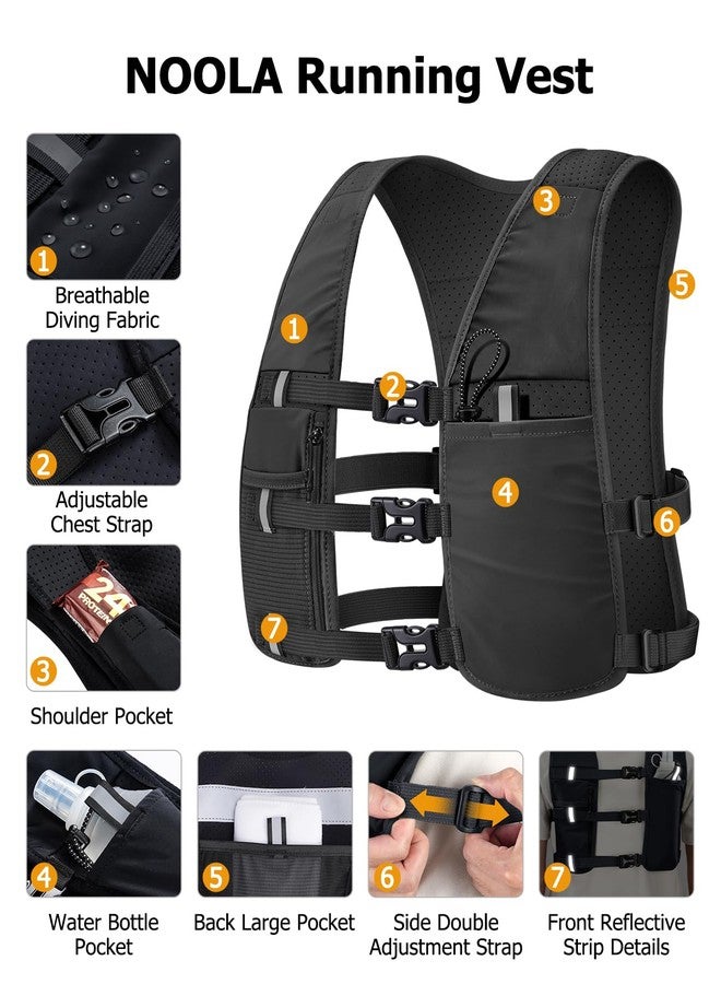 NOOLA Running Vest with 500ml Soft Flask, Lightweight Running Hydration Vest for Men Women，Adjustable Reflective Water Backpack with Phone Holder for Hiking Cycling Marathon Trail Race, Black - Image 3