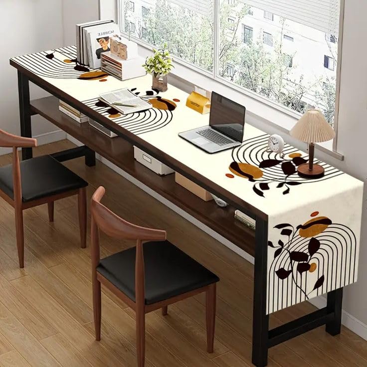 GLOY ® Luxurious 100% Natural Pure Cotton Material Handmade Heat Resistant and Washable 6 Seater Table Runner (Size-14"x72") for Dining Table Runner| Centre Table| Kitchen Linen (Black Flower Print) - Image 3