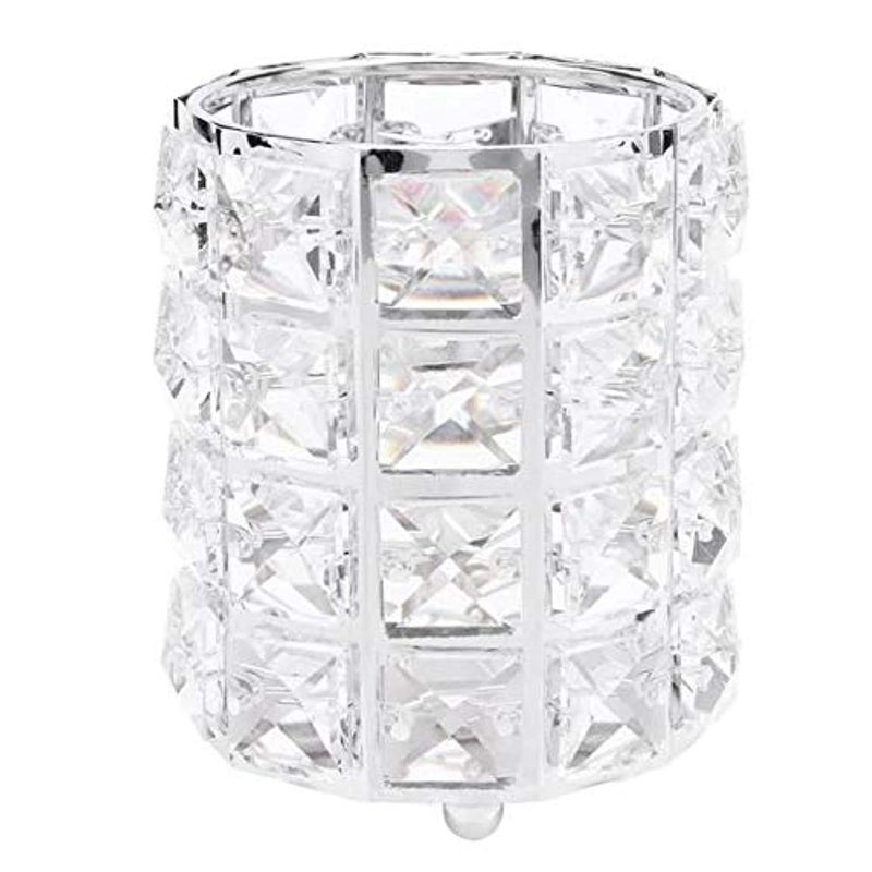 Crystal Brush Holder and Silver Makeup Organizer