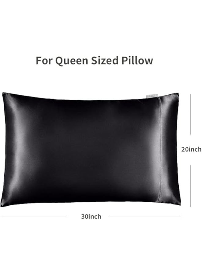غطاء وسادة واحد من الساتان الأنيق قطعة من الفخامة والنعومة، غطاء وسادة أنيق من الساتان للشعر المجعد مع ربطة شعر من الساتان الأسود - Image 4