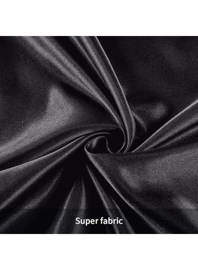 غطاء وسادة واحد من الساتان الأنيق قطعة من الفخامة والنعومة، غطاء وسادة أنيق من الساتان للشعر المجعد مع ربطة شعر من الساتان الأسود - Image 3