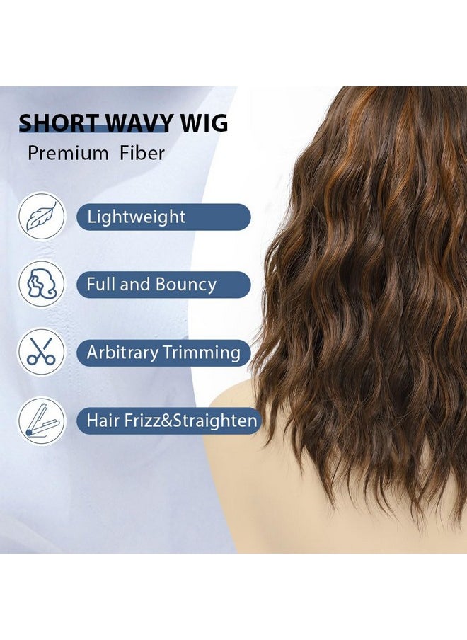 Brown Highlight Wig With Bangs Short Wavy Wigs For Women Shoulder Length Curly Bob Wigs Heat Resistant Synthetic Wigs For Halloween Cosplay Daily Party Use - pzsku/ZDD11944F4231F39831CAZ/45/_/1733730093/bf47fa0b-4bc8-483c-98b7-71d625601521