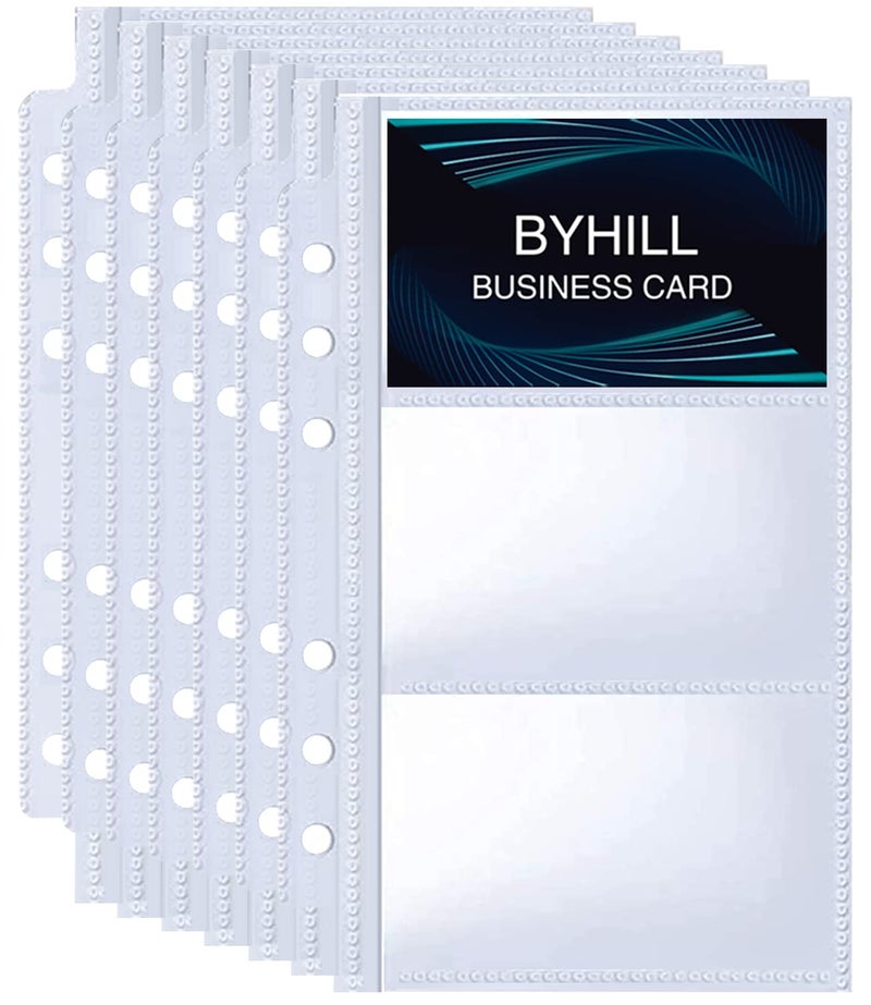 BYSTER 40 Pack 240 Pockets A6 Binder Business Card Sleeves, Ultra-Clear K-pop Photocard Sleeves, Double Sided 3 Pocket 6 Ring Planner Refill Pages for Business Card, Credit Card and K-pop Photocard - Image 1