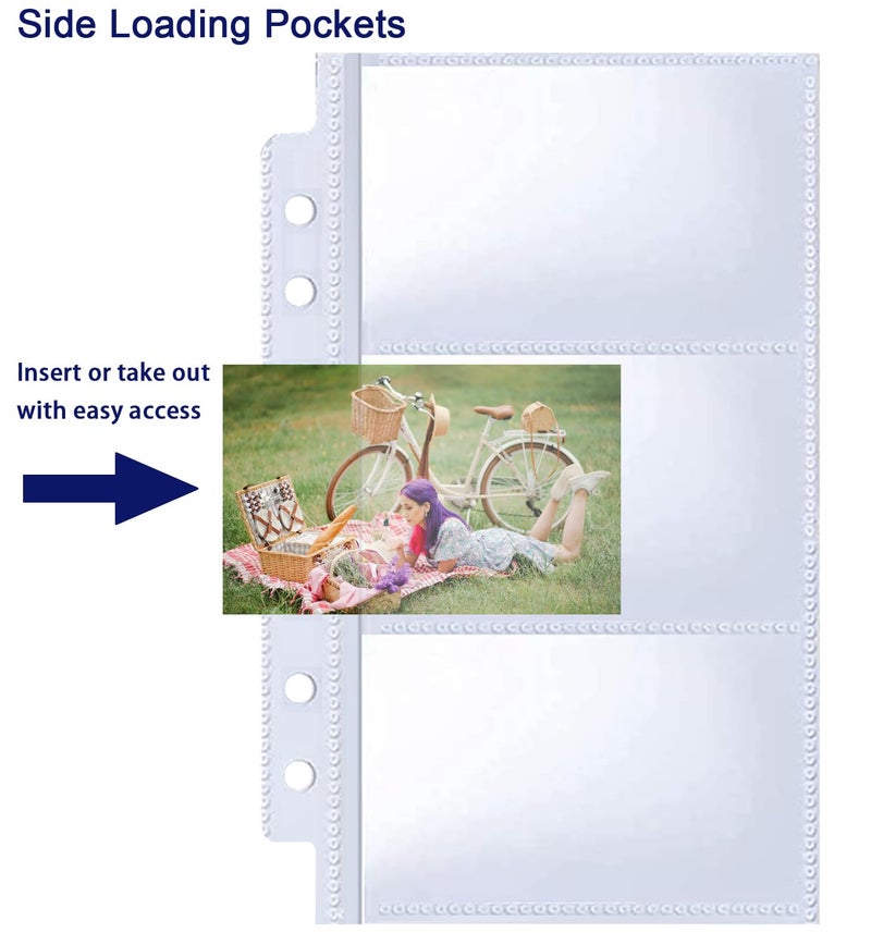 BYSTER 40 Pack 240 Pockets A6 Binder Business Card Sleeves, Ultra-Clear K-pop Photocard Sleeves, Double Sided 3 Pocket 6 Ring Planner Refill Pages for Business Card, Credit Card and K-pop Photocard - Image 4