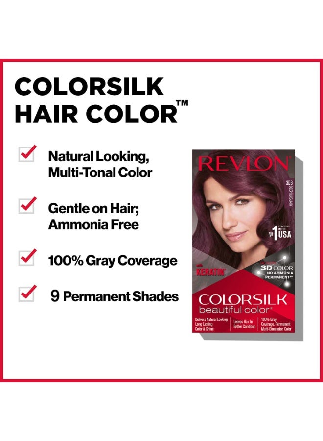 ريفلون صبغة الشعر REVLON ColorSilk مع الكيراتين - درجة 3DB (عنابي داكن) - (مع شامبو Outrageous سعة 90 مل) - Image 3