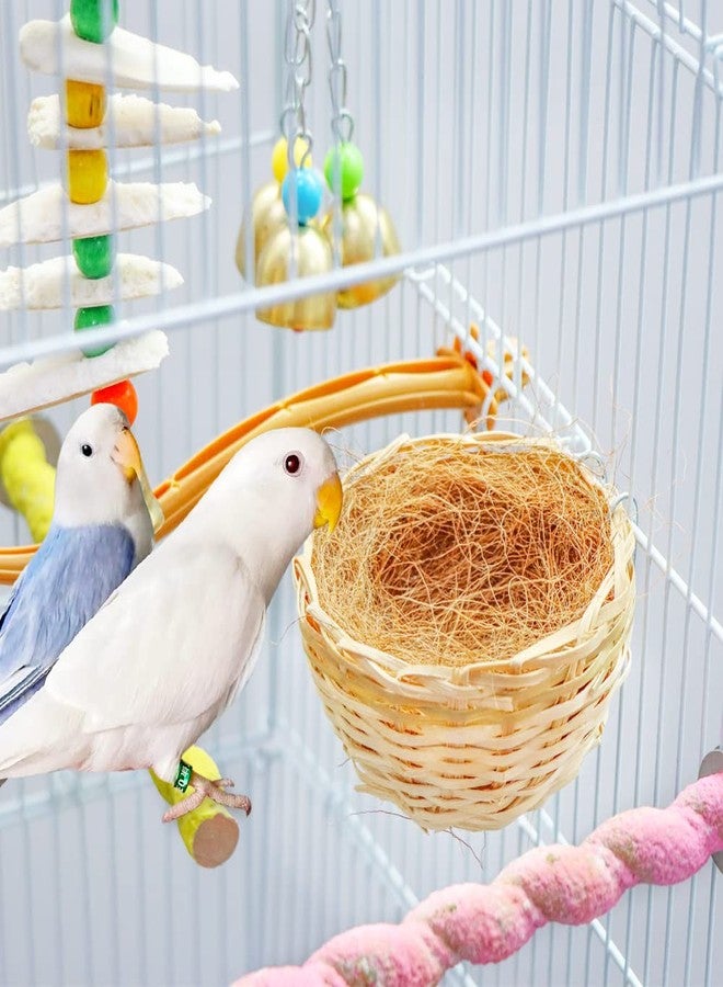 VTurboWay 4 Pack Tiny Handwoven Bamboo Bird Nest Cage House Hatching Breeding Cave with Hook for for Small Bird Parrot Budgie Parakeet Cockatiel Conure Lovebird Finch Canary Cockatoo African Grey - Image 4