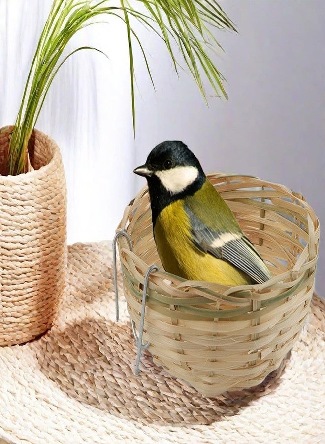 VTurboWay 4 Pack Tiny Handwoven Bamboo Bird Nest Cage House Hatching Breeding Cave with Hook for for Small Bird Parrot Budgie Parakeet Cockatiel Conure Lovebird Finch Canary Cockatoo African Grey - Image 3