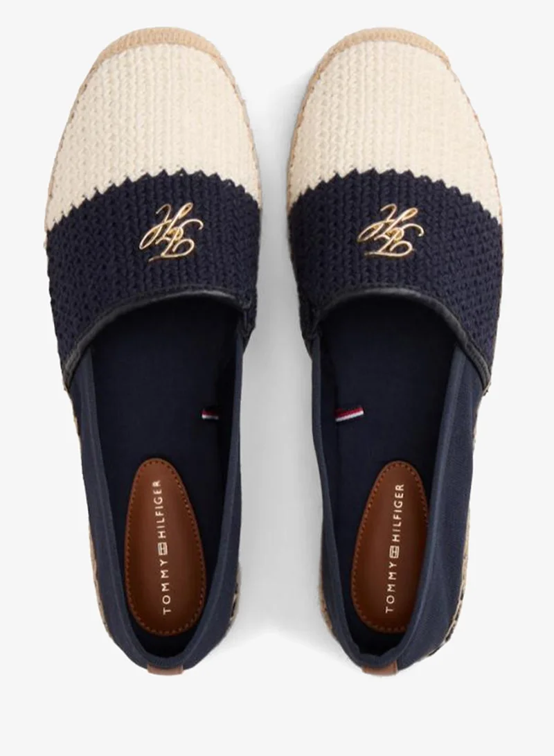 TOMMY HILFIGER Logo Plaque Colour-Blocked Woven Espadrilles