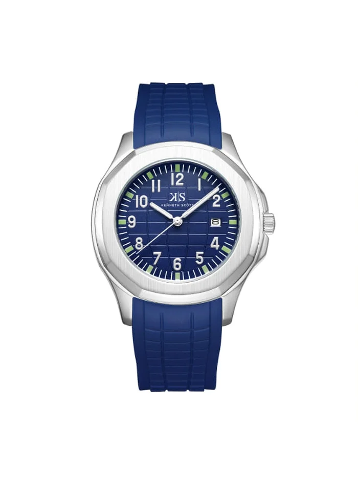 KENNETH SCOTT Kenneth Scott K24014-SSNN Men's Analog Display Watch & Silicone Strap Blue