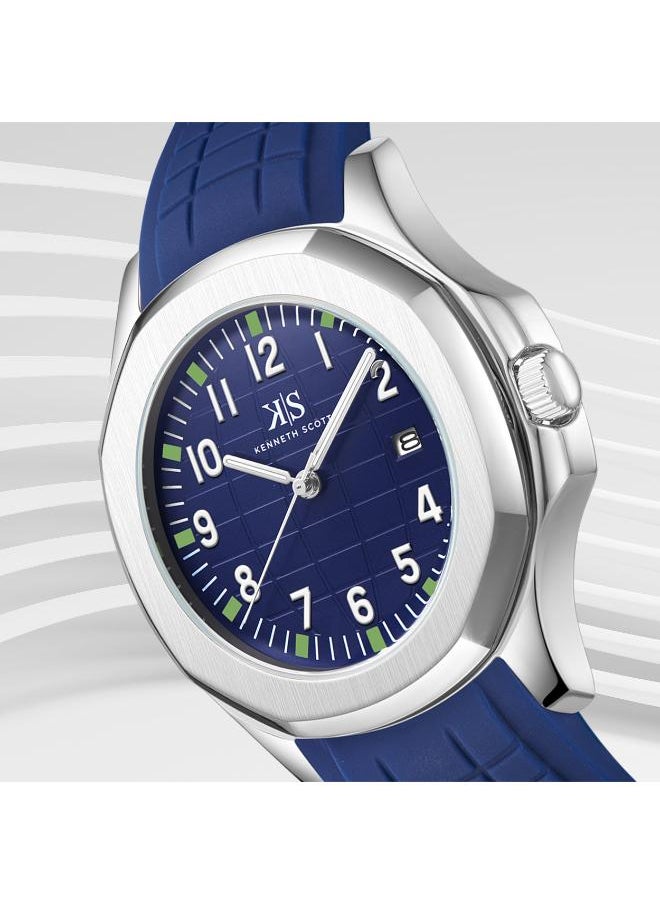 KENNETH SCOTT Kenneth Scott K24014-SSNN Men's Analog Display Watch & Silicone Strap Blue  - Image 3