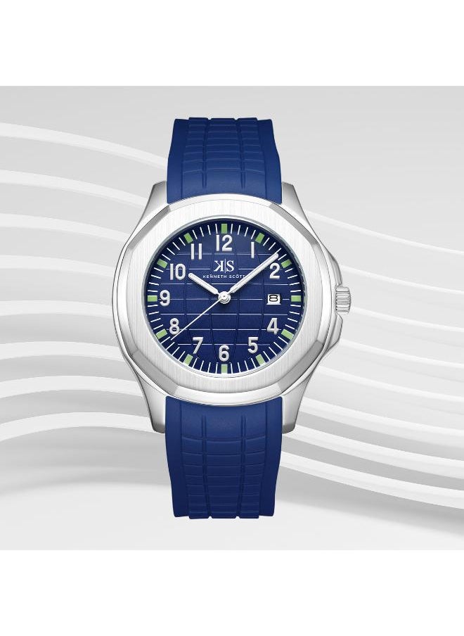 KENNETH SCOTT Kenneth Scott K24014-SSNN Men's Analog Display Watch & Silicone Strap Blue  - Image 2