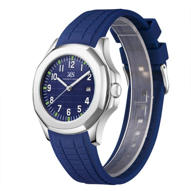 Kenneth Scott K24014-SSNN Men's Analog Display Watch & Silicone Strap Blue - Image 3