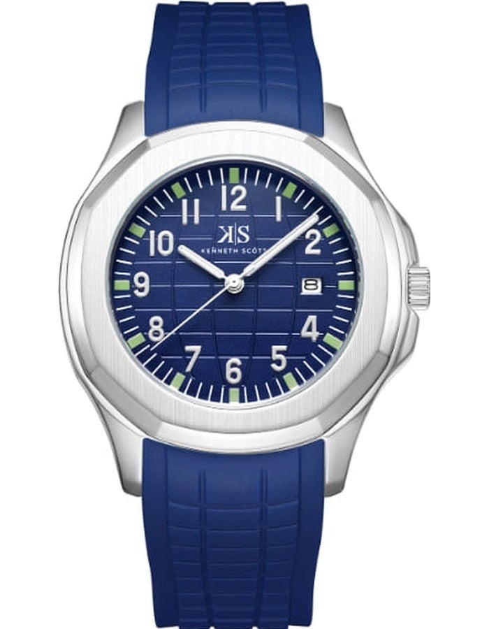 Kenneth Scott K24014-SSNN Men's Analog Display Watch & Silicone Strap Blue - Image 2