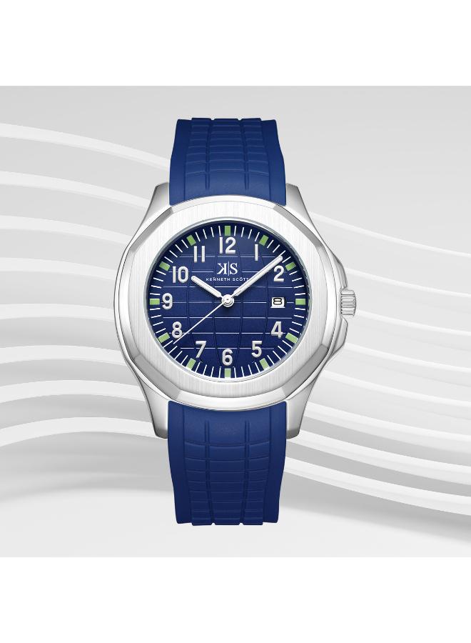 Kenneth Scott K24014-SSNN Men's Analog Display Watch & Silicone Strap Blue - Image 1