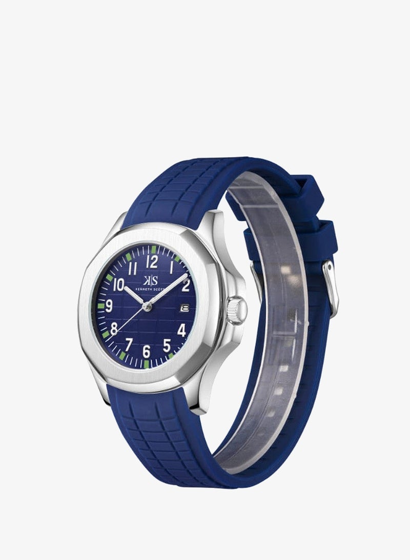 Kenneth Scott K24014-SSNN Men's Analog Display Watch & Silicone Strap Blue - Image 3