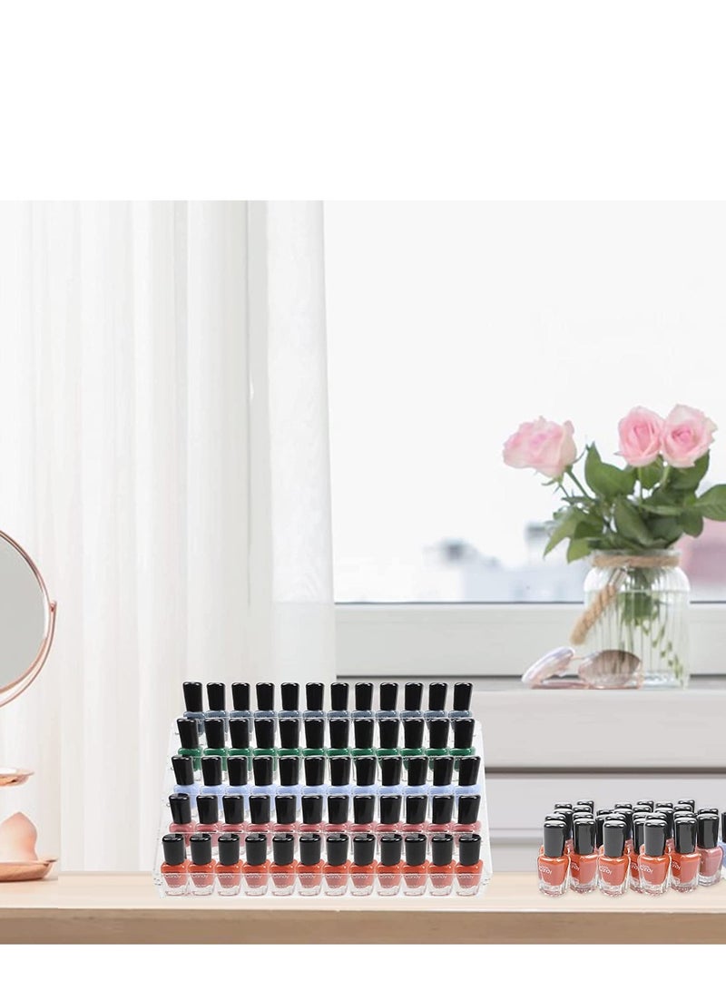SYOSI Nail Polish Organizer 5-Layer Acrylic Display Rack Strong Rack Eyeglasses Storage Essential Oils Holder Makeup Organizer for Organize and Storage Clear Essential Oil Shelf Stand Case - Image 5