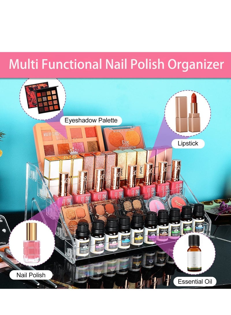 SYOSI Nail Polish Organizer 5-Layer Acrylic Display Rack Strong Rack Eyeglasses Storage Essential Oils Holder Makeup Organizer for Organize and Storage Clear Essential Oil Shelf Stand Case - Image 3
