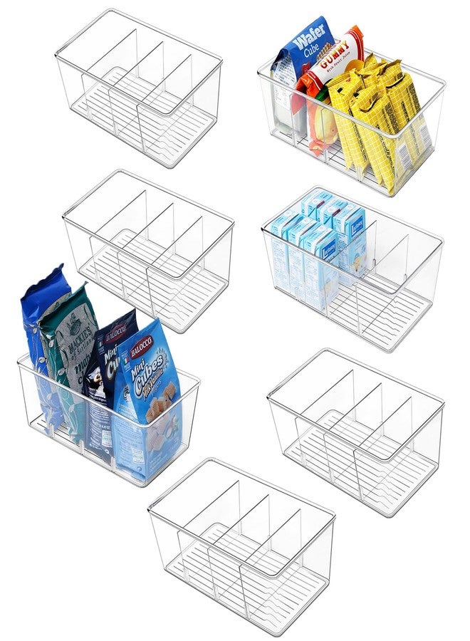 wilfox Pantry Organizer, 7 Pack Clear Bins with Removable Dividers, Pantry Organizers and Storage, Fridge and Cabinet Organizer for Snack, Pouches, Spice Packets - Image 1
