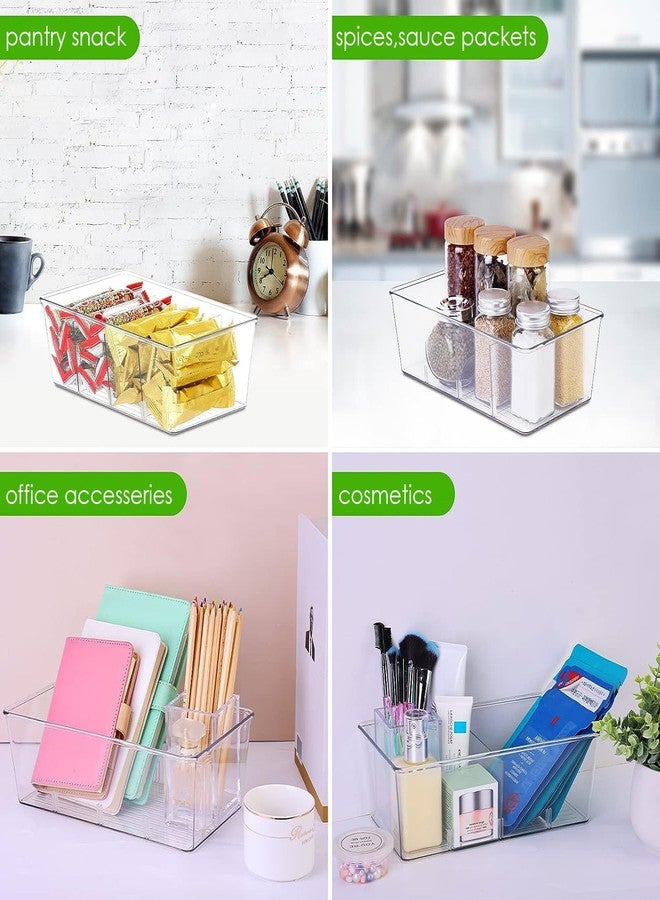 wilfox Pantry Organizer, 7 Pack Clear Bins with Removable Dividers, Pantry Organizers and Storage, Fridge and Cabinet Organizer for Snack, Pouches, Spice Packets - Image 2
