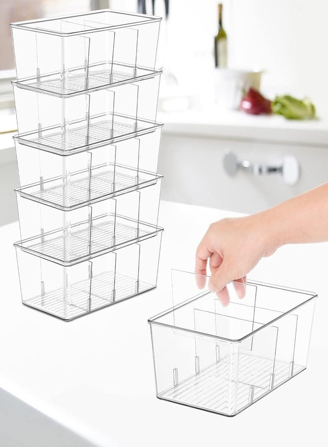 wilfox Pantry Organizer, 7 Pack Clear Bins with Removable Dividers, Pantry Organizers and Storage, Fridge and Cabinet Organizer for Snack, Pouches, Spice Packets - Image 4