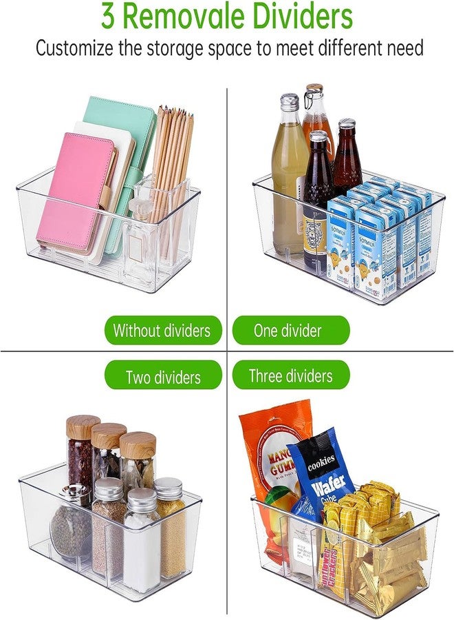 wilfox Pantry Organizer, 7 Pack Clear Bins with Removable Dividers, Pantry Organizers and Storage, Fridge and Cabinet Organizer for Snack, Pouches, Spice Packets - Image 5