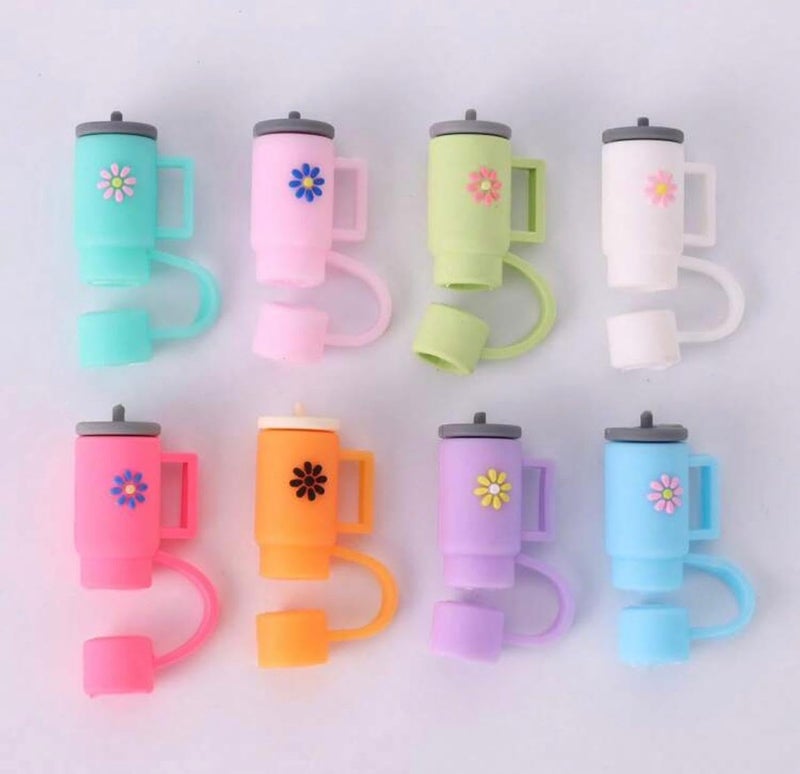 1pc Straw Stopper Silicone Straw Covers Cap for Stanley Cup, Cute tumbler shape Topper Compatible for 30 and 40 Oz Tumbler with Handle,10 mm 0.4 in Tips Lids (Random Color) - Image 2