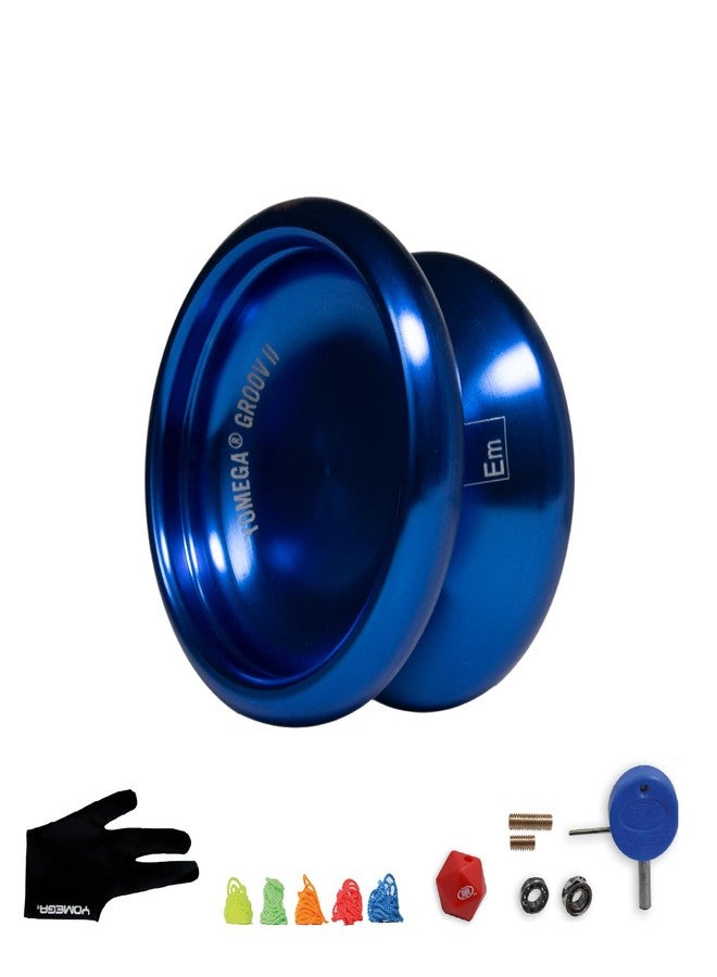 Yomega Groov II- Pro Level Aluminum Yoyo for Advance Players - Round Shaped, C Size Ball Bearing with Adjustable Responsive/Nonresponsive Play + 3 Month Warranty (Blue) - Image 1