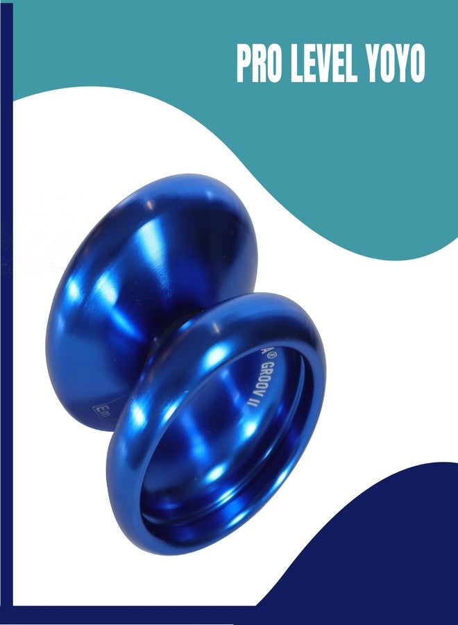 Yomega Groov II- Pro Level Aluminum Yoyo for Advance Players - Round Shaped, C Size Ball Bearing with Adjustable Responsive/Nonresponsive Play + 3 Month Warranty (Blue) - Image 2